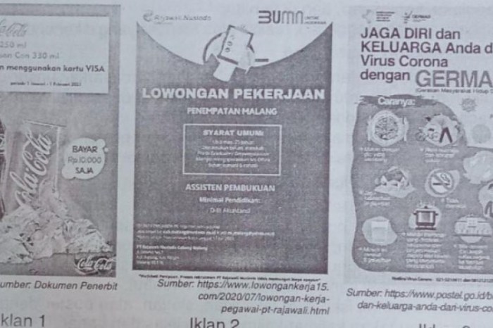 tentukan tiga jenis iklan yang efektif