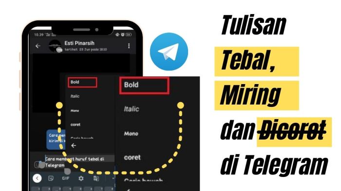 cara mudah buat tulisan tebal di telegram