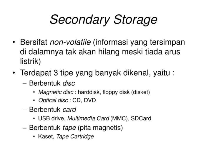 jenis-jenis secondary storage: membedah opsi penyimpanan data