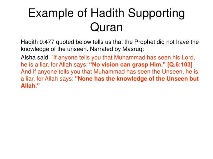 example of hadith supporting quran l