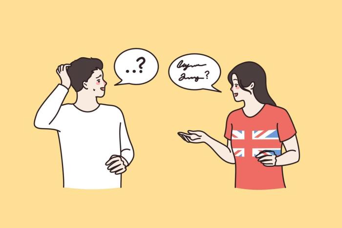 people talk different languages do not understand each other foreigners speak feel confused have misunderstanding linguistic barrier in communication flat illustration vector